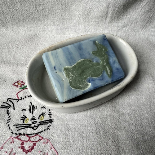 Vintage White Ceramic Bisque Porcelain Soap Dish Tray