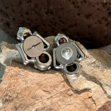 Load image into Gallery viewer, Earrings: SALE Silvered Colored Metal with Glass Rhinestone on Hypoallergenic Post