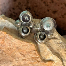 Load image into Gallery viewer, Earrings: SALE Silvered Colored Metal Glass Rhinestone on Hypoallergenic Post