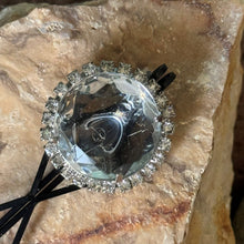 Load image into Gallery viewer, Hair Clip: SALE Silver Toned Metal with Glass Rhinestones, Glass Gem on Painted Metal Bobbypin