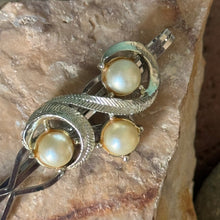 Load image into Gallery viewer, Hair Clip: SALE Silver Toned Metal with Faux Pearl on Metal Bobbypin