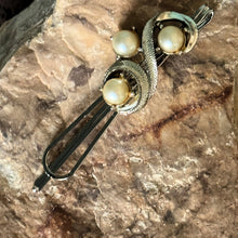 Load image into Gallery viewer, Hair Clip: SALE Silver Toned Metal with Faux Pearl on Metal Bobbypin