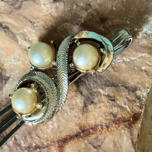 Load image into Gallery viewer, Hair Clip: SALE Silver Toned Metal with Faux Pearl on Metal Bobbypin