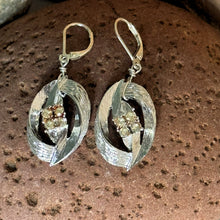 Load image into Gallery viewer, Earrings: SALE Silvered Colored Metal with Glass Rhinestone Accent on Sterling Silver Earring Hook