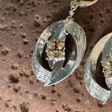 Load image into Gallery viewer, Earrings: SALE Silvered Colored Metal with Glass Rhinestone Accent on Sterling Silver Earring Hook
