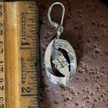 Load image into Gallery viewer, Earrings: SALE Silvered Colored Metal with Glass Rhinestone Accent on Sterling Silver Earring Hook