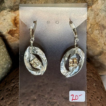 Load image into Gallery viewer, Earrings: SALE Silvered Colored Metal with Glass Rhinestone Accent on Sterling Silver Earring Hook