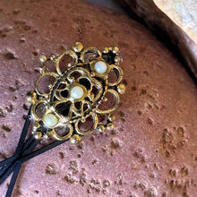 Load image into Gallery viewer, Hair Clip: SALE Gold-Toned Metal Diamond Faux Pearl on Painted Metal Bobbypin