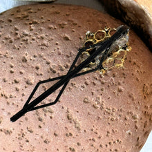 Load image into Gallery viewer, Hair Clip: SALE Gold-Toned Metal Diamond Faux Pearl on Painted Metal Bobbypin