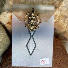 Load image into Gallery viewer, Hair Clip: SALE Gold-Toned Metal Diamond Faux Pearl on Painted Metal Bobbypin