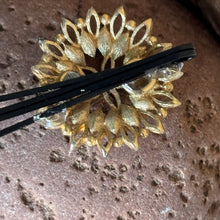 Load image into Gallery viewer, Hair Clip: Gold-Toned Metal Starburst on Black Painted Metal Bobbypin