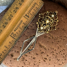 Load image into Gallery viewer, Hair Clip: SALE Gold-Toned Metal Diamond Faux Pearl on Painted Metal Bobbypin