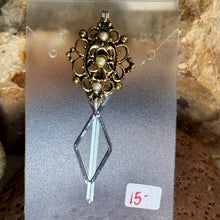 Load image into Gallery viewer, Hair Clip: SALE Gold-Toned Metal Diamond Faux Pearl on Painted Metal Bobbypin