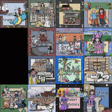 Load image into Gallery viewer, DIGITAL DOWNLOAD : Recycle Bin Graphics Kids & School Vintage GRAPHICS Set - Christmas Valentines Easter Math Science English History Teen