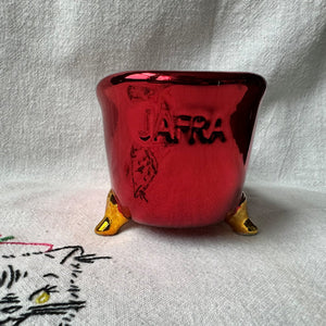 Vintage Jafra Red & Gold Metallic Ceramic Soap Dish Tray
