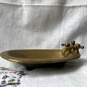 Vintage Brass Bathtub Tub Soap Dish Tray
