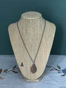 Oval Petoskey Pendant Necklace on Stainless Steel Chain