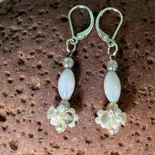 Load image into Gallery viewer, Vintage Earrings : Upcycled Faux White Pearl Strand on Sterling Silver Drop Pierced Post Earrings