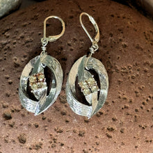 Load image into Gallery viewer, Earrings: Silvered Colored Metal with Glass Rhinestone Accent on Sterling Silver Earring Hook