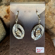 Load image into Gallery viewer, Earrings: Silvered Colored Metal with Glass Rhinestone Accent on Sterling Silver Earring Hook