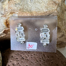 Load image into Gallery viewer, Earrings: Silvered Colored Metal with Glass Rhinestone on Hypoallergenic Post