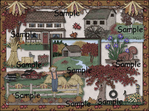 DIGITAL DOWNLOAD : Recycle Bin Graphics Spring Summer Fall Autumn Vintage GRAPHICS Set - Seasons Scarecrow Flower Pool Swim Bear Apples