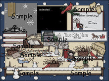 Load image into Gallery viewer, DIGITAL DOWNLOAD : Recycle Bin Graphics Winter Vintage GRAPHICS Set - Seasons Jabberbug Snowman Penguin Snowmobile Snow Machine Sled Sheep