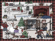 Load image into Gallery viewer, DIGITAL DOWNLOAD : Recycle Bin Graphics Winter Vintage GRAPHICS Set - Seasons Jabberbug Snowman Penguin Snowmobile Snow Machine Sled Sheep