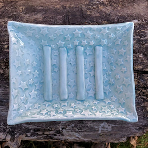 Ceramic Clay Soap Dish Aqua Blue