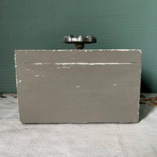 Load image into Gallery viewer, Wooden Soap Keeper Grey Distressed with Vintage Valve Handle
