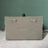 Wooden Soap Keeper Grey Distressed with Vintage Hot Water Handle