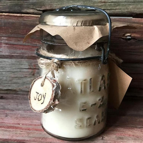 Vintage Mason Jar Candle with Wood Tag